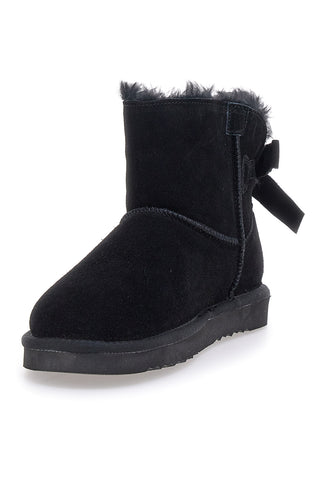 Stivaletti Neri in Vera Pelle Scamosciata con Fiocco Pittarello Wow 18175