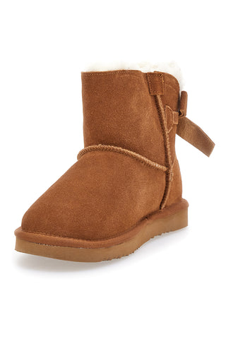 Braune Stiefeletten aus echtem Wildleder mit Schleife Pittarello Wow 18175