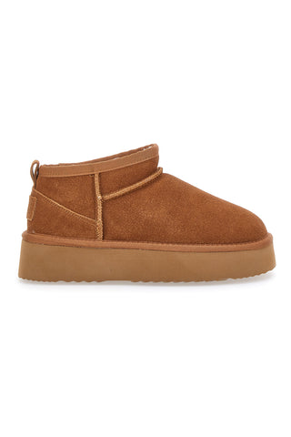 Stivaletti Flatform Marroni in Vera Pelle Scamosciata con Pelo Pittarello Wow 3547