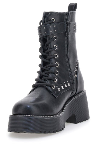 Anfibi Neri Flatform con Borchie e Cinturino Me&Me RQ24W16B