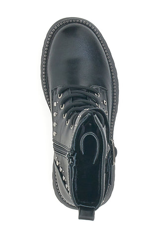 Anfibi Neri Flatform con Borchie e Cinturino Me&Me RQ24W16B