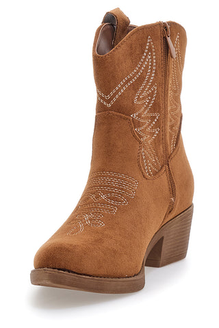 Braune Texanische Stiefel mit Stickerei Cafè Cost Q1201