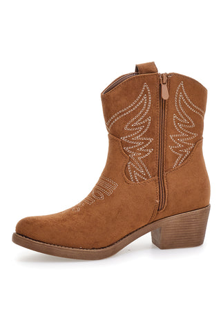 Braune Texanische Stiefel mit Stickerei Cafè Cost Q1201