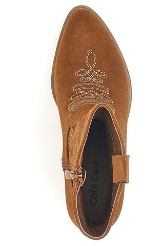 Braune Texanische Stiefel mit Stickerei Cafè Cost Q1201