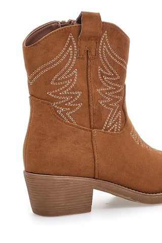Braune Texanische Stiefel mit Stickerei Cafè Cost Q1201