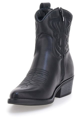 Stivaletto texano nero con cuciture nere CAFE' COST H52804