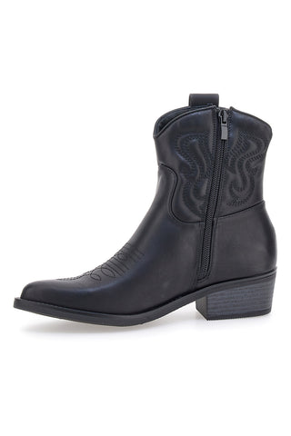 Stivaletto texano nero con cuciture nere CAFE' COST H52804