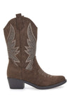 Braune texanische Stiefeletten mit Stickerei und Café-Nieten kosten RQTZ3034