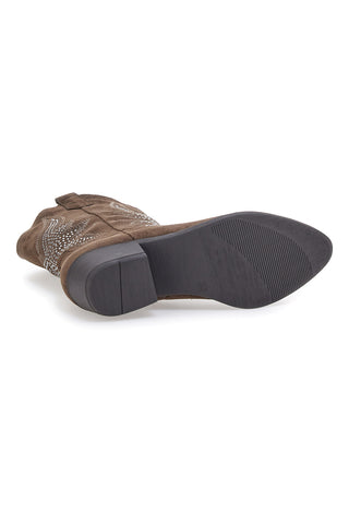 Braune texanische Stiefeletten mit Stickerei und Café-Nieten kosten RQTZ3034