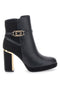 Schwarze Stiefeletten mit hohem Absatz und Plateau und goldenen Details Le Havre Paris RQ23WT7
