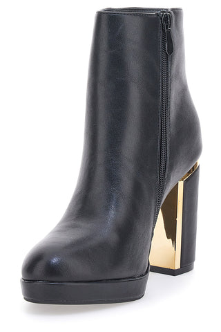 Stivaletti Neri con Dettagli Dorati e Tacco Alto Le Havre Paris RQ23WT8