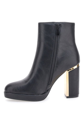 Stivaletti Neri con Dettagli Dorati e Tacco Alto Le Havre Paris RQ23WT8