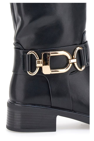 Stivali neri con fibbia dorata Le Havre Paris KSLTZ3036