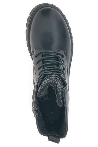 Schwarze Kampfstiefel mit Reißverschluss und hellen ENERGY 265-Fronten