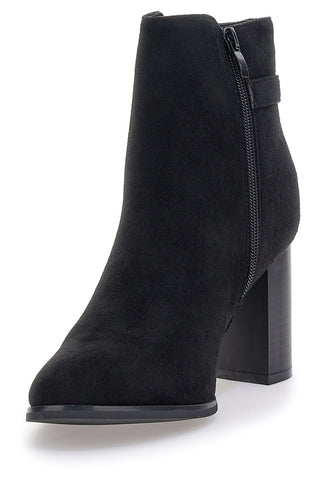 Schwarze Stiefeletten in Wildlederoptik mit hohem ENERGY 370-Absatz