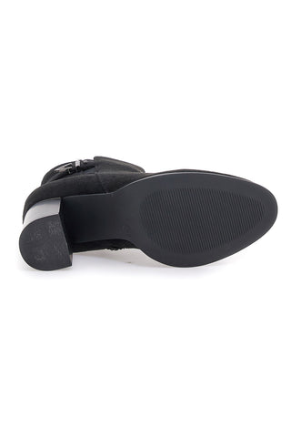 Schwarze Stiefeletten in Wildlederoptik mit hohem ENERGY 370-Absatz