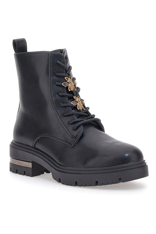 Schwarze Amphibien mit Schnürsenkeln und Bienenanhängern ENERGY 1305