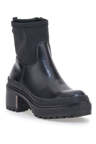 Schwarze Platform-Stiefeletten mit Stoffschaft Bettyflowers 03