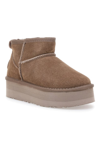 Stivaletti Taupe con Pelo e Tomaia in Pelle MON DIEU WD5002SA