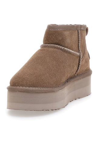 Stivaletti Taupe con Pelo e Tomaia in Pelle MON DIEU WD5002SA