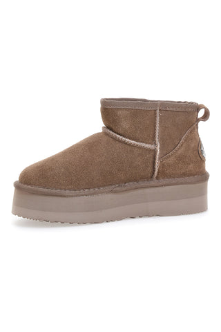 Stivaletti Taupe con Pelo e Tomaia in Pelle MON DIEU WD5002SA