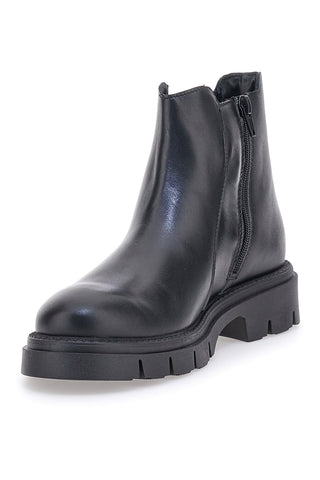 Schwarze Stiefeletten aus echtem Leder mit seitlichem Gummizug PITTARELLO GLAM 2546019