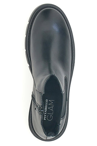 Schwarze Stiefeletten aus echtem Leder mit seitlichem Gummizug PITTARELLO GLAM 2546019