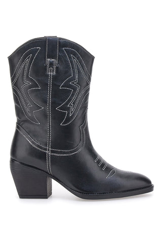 Schwarze Camperos-Stiefeletten aus echtem Leder Pittarello Focus 5495