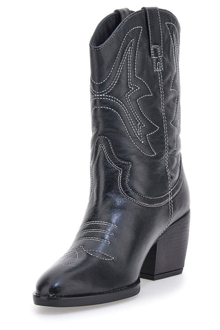 Schwarze Camperos-Stiefeletten aus echtem Leder Pittarello Focus 5495