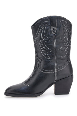 Schwarze Camperos-Stiefeletten aus echtem Leder Pittarello Focus 5495