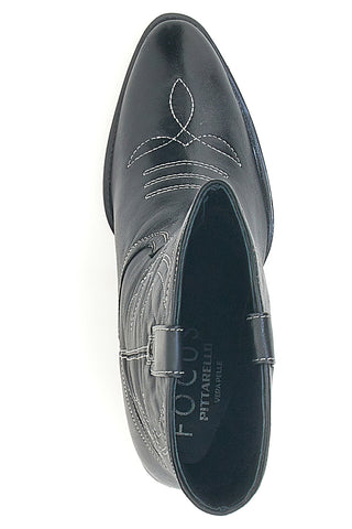 Schwarze Camperos-Stiefeletten aus echtem Leder Pittarello Focus 5495