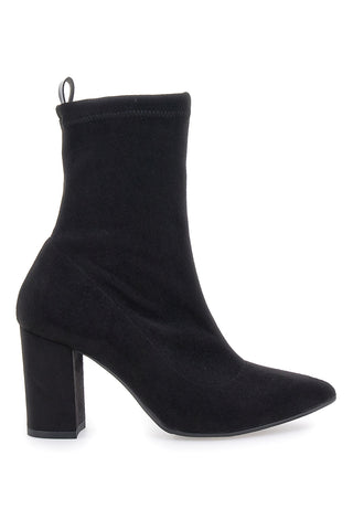 Schwarze Stiefeletten mit 8 cm Absatz in Wildlederoptik Pittarello Glam 636