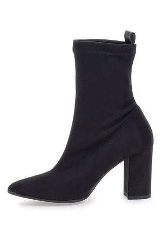 Schwarze Stiefeletten mit 8 cm Absatz in Wildlederoptik Pittarello Glam 636