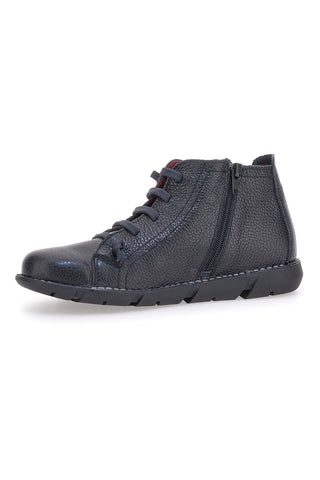 Schwarze Schnürschuhe aus echtem Leder mit Reißverschluss Pittarello Tierra 24757