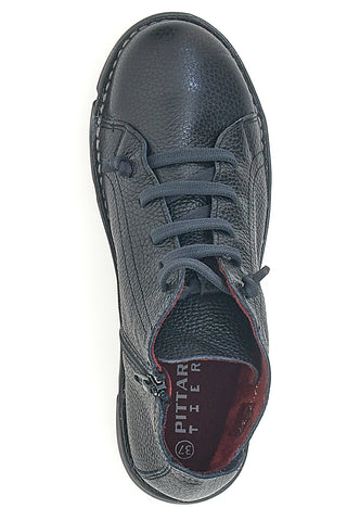Schwarze Schnürschuhe aus echtem Leder mit Reißverschluss Pittarello Tierra 24757