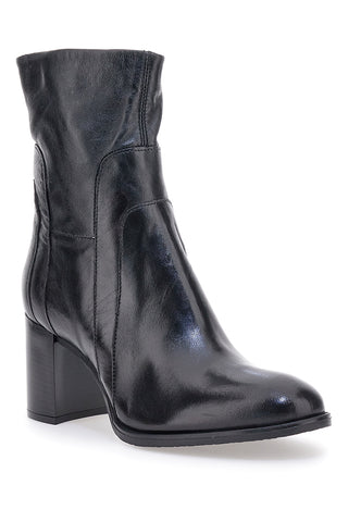 Schwarze Stiefeletten mit 8 cm Absatz aus echtem Leder Pittarello Must Have P26206