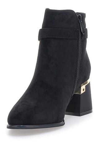 Stivaletto nero con dettagli oro e tacco basso THE FIRST 4891