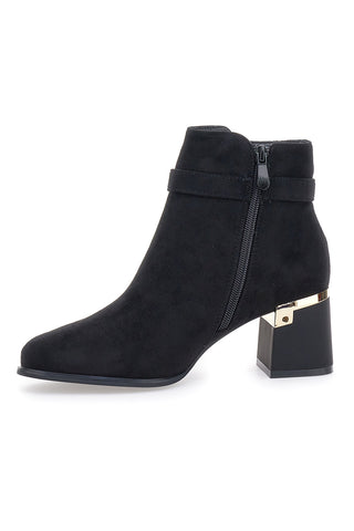 Stivaletto nero con dettagli oro e tacco basso THE FIRST 4891