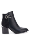 Schwarze Stiefelette mit Blockabsatz und silberner Schelle THE FIRST 487