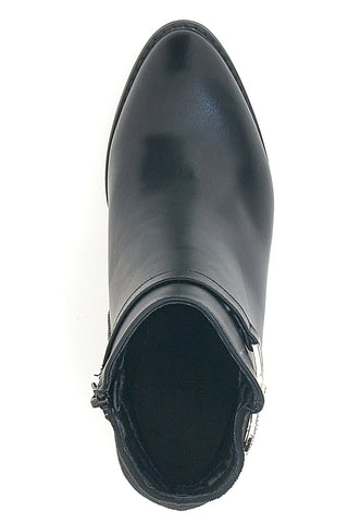 Schwarze Stiefelette mit Blockabsatz und silberner Schelle THE FIRST 487