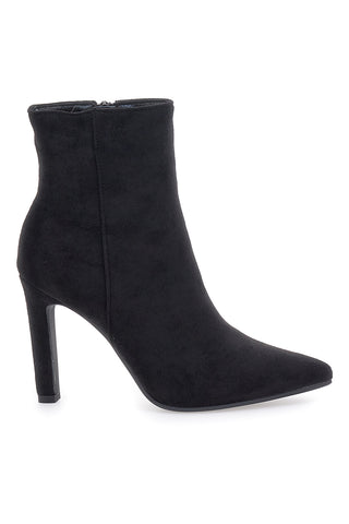 Schwarze Stiefeletten in Wildlederoptik mit 10 cm Absatz THE FIRST 486