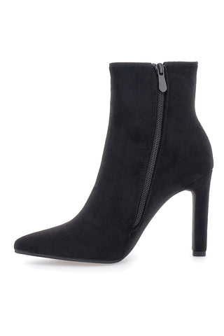 Schwarze Stiefeletten in Wildlederoptik mit 10 cm Absatz THE FIRST 486