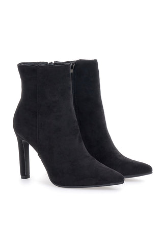 Schwarze Stiefeletten in Wildlederoptik mit 10 cm Absatz THE FIRST 486