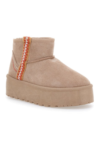 Beige Stiefeletten mit Fell und Flatform ME&ME 002