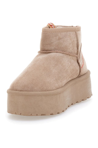 Beige Stiefeletten mit Fell und Flatform ME&ME 002