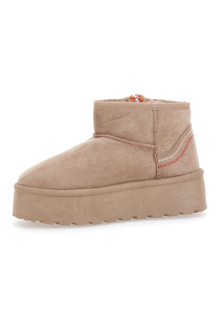 Beige Stiefeletten mit Fell und Flatform ME&ME 002