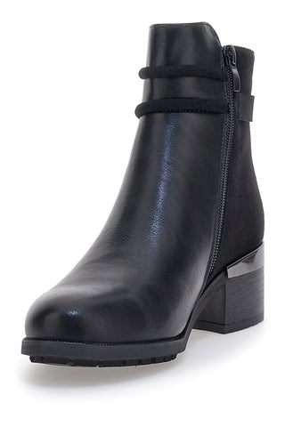 Stivaletti Neri con Tacco Largo e Dettaglio Cromato Gian Marco Venturi TR0323