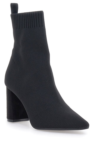 Schwarze spitze Socken-Stiefeletten mit hohem Absatz The First 484