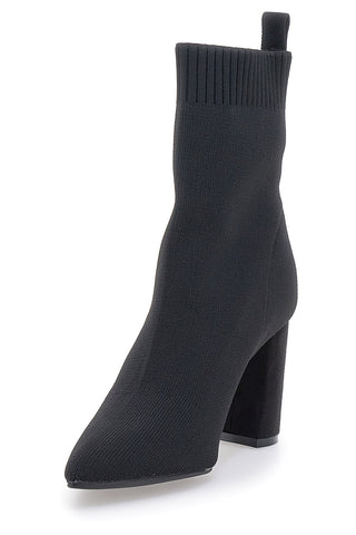 Schwarze spitze Socken-Stiefeletten mit hohem Absatz The First 484
