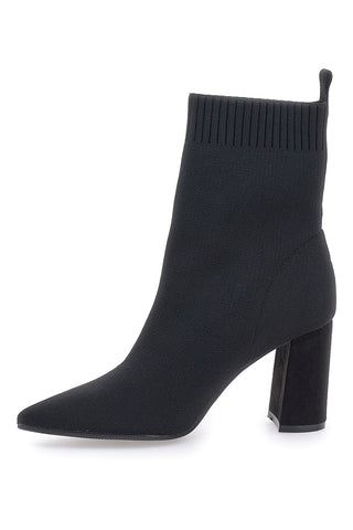 Schwarze spitze Socken-Stiefeletten mit hohem Absatz The First 484